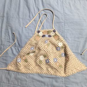 Aerie Crochet High Neck Top- Size M